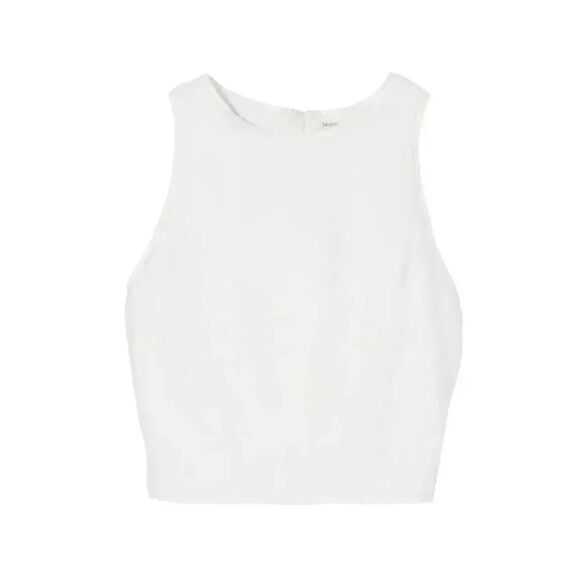 Aqua Tops - Aqua Women's White Polyester Lined Sleeveless Cropped Top NEW